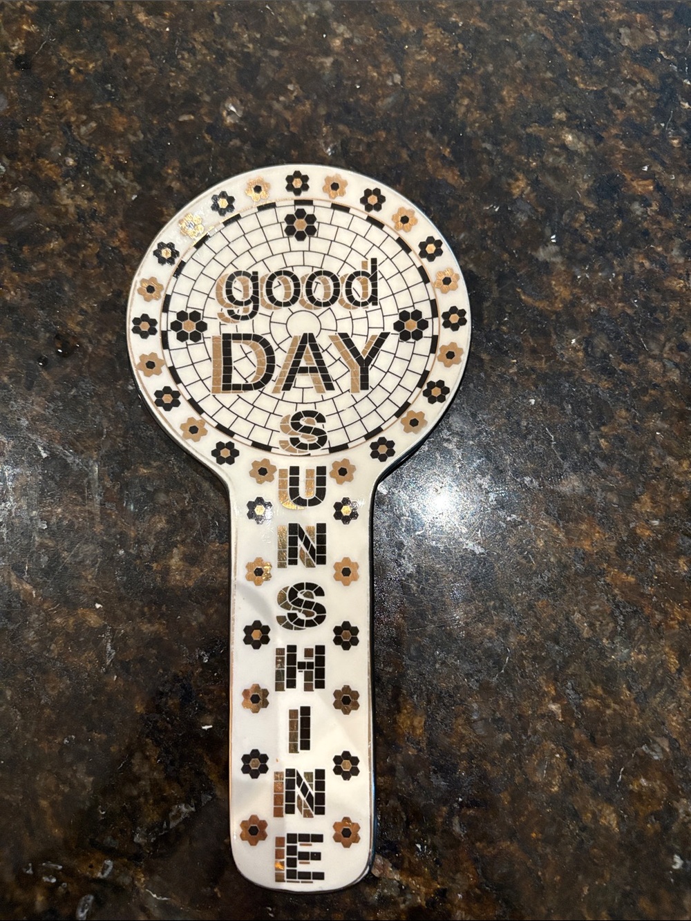 Anthropologie Black Ceramic Spoon Rest